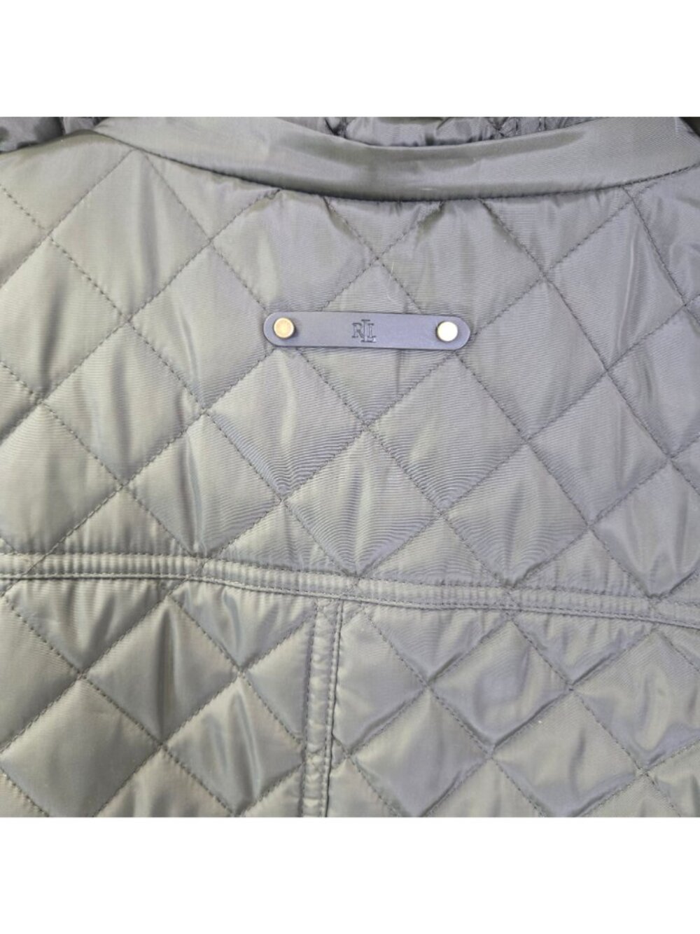 Lauren Ralph Lauren Black Label Quilted Vegan Leather Trim Hooded Coat Size Smal - Picture 6 of 10